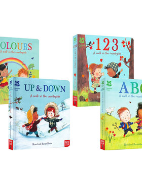 英文原版 National Trust系列  A walk in the countryside 123/Up and Down/Colours/ABC 4册合售 纸板书 儿童季节认知主题