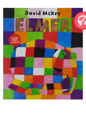 Elmer 花格子大象艾玛 英文原版 吴敏兰书单绘本123 教会孩子自我认知的绘本 平装 有音频 David Mckee