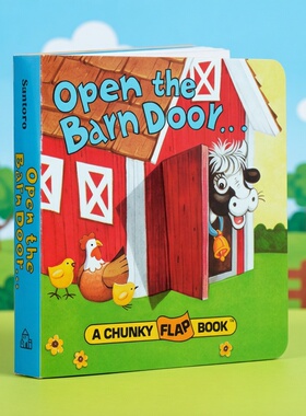英文原版 Open The Barn Door Find a Cow 农场动物认知拟声词趣味手掌翻翻书 0-3岁幼儿亲子启蒙早教读物