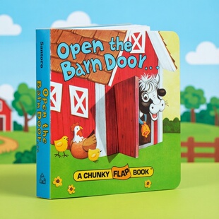 英文原版 Open The Barn Door Find a Cow 农场动物认知拟声词趣味手掌翻翻书 0-3岁幼儿亲子启蒙早教读物