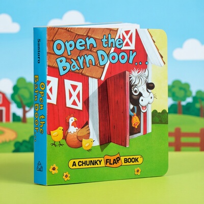 英文原版 Open The Barn Door Find a Cow 农场动物认知拟声词趣味手掌翻翻书 0-3岁幼儿亲子启蒙早教读物
