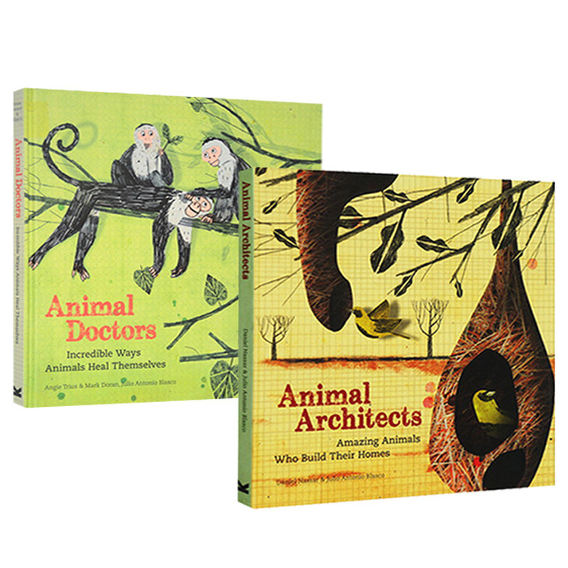 英文原版 Animal Architects/Doctors 动物专家系列2本:动物建筑师动物医生 小学STEM科普与艺术的汇合 精装翻翻书