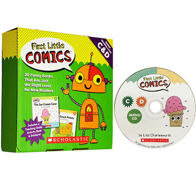 英文原版 First Little Comics Parent Pack Levels C&D 20册盒装入门亲子漫画读物 附CD贴纸 家长阅读指导 儿童启蒙