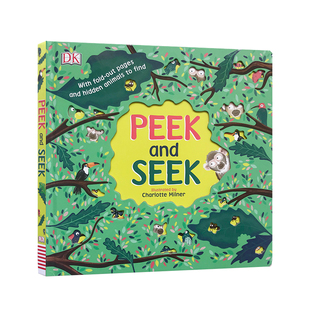 英文原版 DK系列 Peek and Seek 动物找找看 3-6岁 纸板书 大折页翻翻书 互动游戏书 儿童益智启蒙早教英语图画读物 句型简单