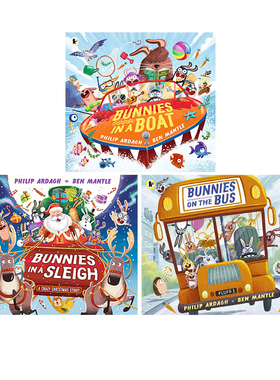 英文原版 巴士上的小兔子 Sunny Town Bunnies系列 3册 Ben Mantle Bunnies on the Bus/Bunnies in a Sleight/Bunnies in a Boat