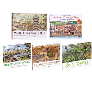 英文原版 DK 英文原版 DK Life through time 穿越时空百科全书 5册合售 穿越时空的中国/古代/街道/长城 全景历史绘本精装大开本