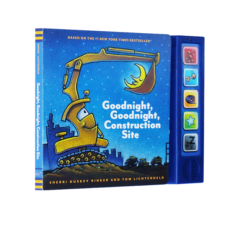 晚安，工地上的车纸板发音书英文原版 Goodnight Goodnight Construction Site幼儿STEM科普图画书