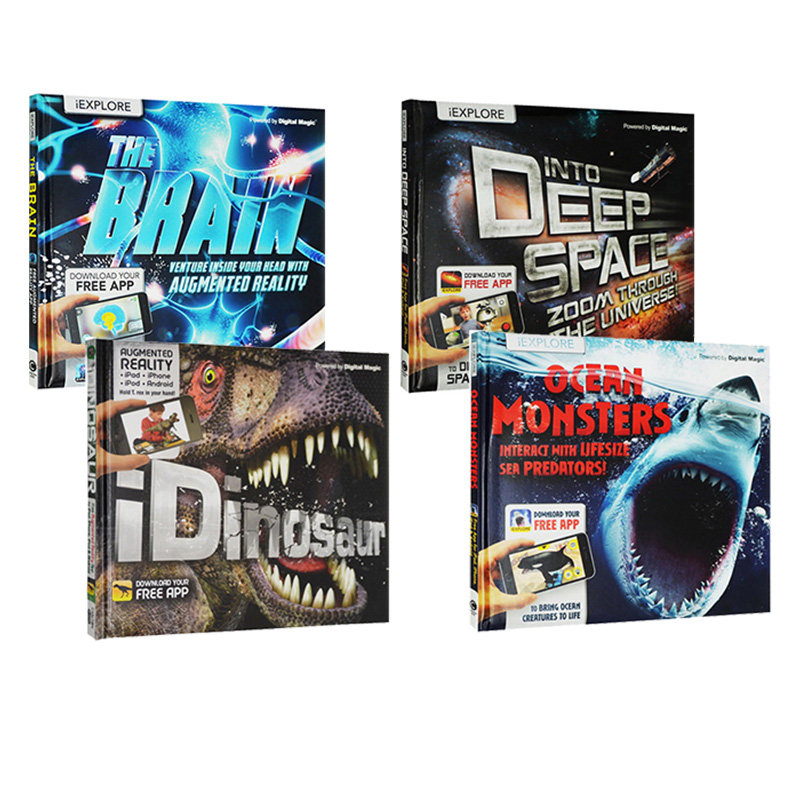 英文原版 iExplore iDinosaur 科学跑出来AR系列4册 3D实境互动科技小百科