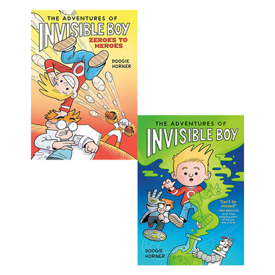 英文原版 The Adventures of Invisible Boy 隐形男孩历险记2册 爆笑幽默少儿绘本与漫画 科幻漫画绘本