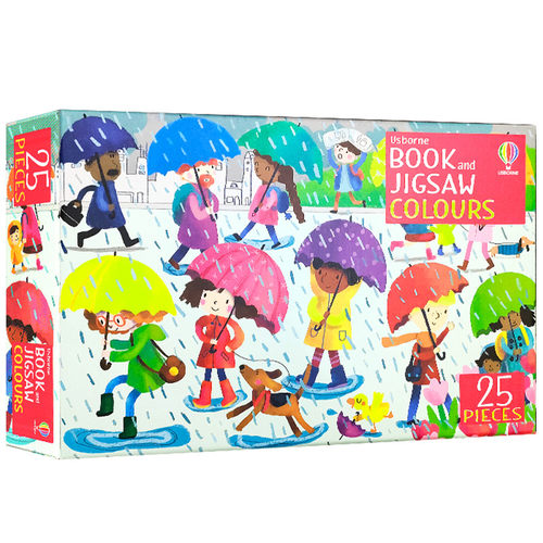 英文原版 Usborne Book and Jigsaw Colours 颜色拼图 附色彩书 儿童早教益智拼图玩具 尤斯伯恩