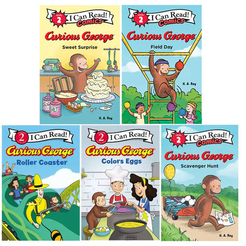 英文原版  I Can Read Curious George 5册合售 好奇猴乔治 儿童分级读物读本 小学生英语启蒙故事书