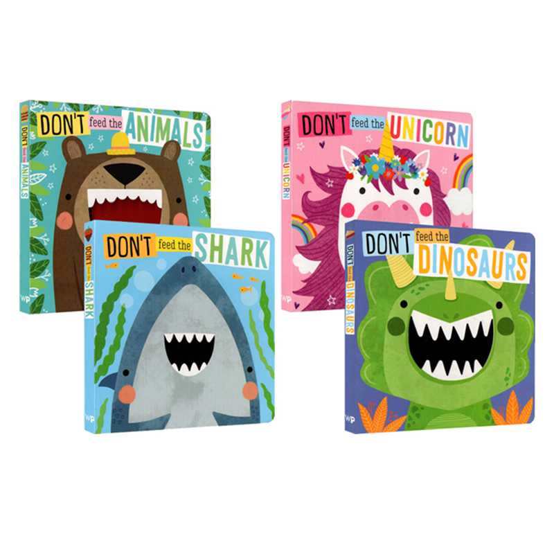 英文原版 Don't Feed the Animals/Dinosaurs/Shark/ Unicorn 4册 动物 恐龙 纸板洞洞书 触摸书 低幼英语韵律启蒙
