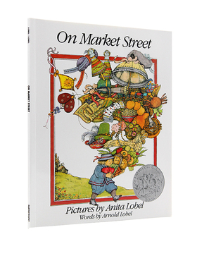 英文原版绘本 On Market Street 25th 市场街 凯迪克银奖 廖彩杏推荐平装绘本 ABC 26个字母  儿童字母启蒙认知早教学习