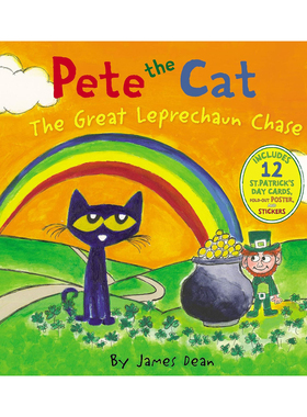 预售 英文原版 Pete the Cat: The Great Leprechaun Chase 皮特猫大妖精追逐 附送卡片贴纸折叠海报 精装绘本 儿童启蒙图画故事书