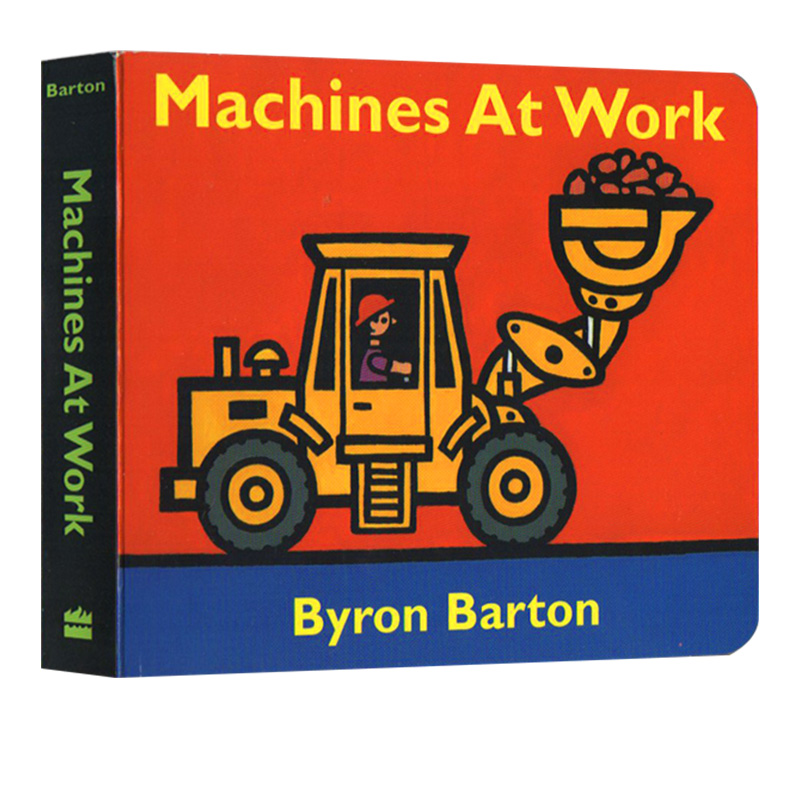 英文原版 Machines at Work纸板书拜伦巴顿 Byron Barton 100本阅读交通工具工地的挖土机幼儿启蒙认知绘本图画书