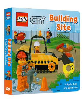 Lego Building Site 乐高建筑工地 纸板机关操作活动书 幼儿启蒙学习 亲子教育互动学习 推拉活动玩具书 英文原版