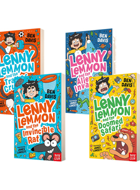 预售 莱尼莱蒙 4册 Lenny Lemmon and the Doomed Safari/Alien Invasion 英文原版 儿童幽默笑话 爆笑校园喜剧故事书 大嘴鸟