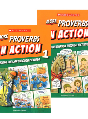 谚语俗语补充 学乐出品 Scholastic In Action More Proverbs 画里画外轻松学英语 2册漫画版图解英语 英文原版