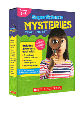 英文原版 SuperScience Mysteries Kit 20 Whodunits 3-6年级 学乐 超级科学谜团 20册盒装 科普学习卡片 附实验说明 教学资源