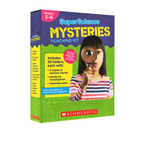英文原版 SuperScience Mysteries Kit 20 Whodunits 3-6年级 学乐 超级科学谜团 20册盒装 科普学习卡片 附实验说明 教学资源