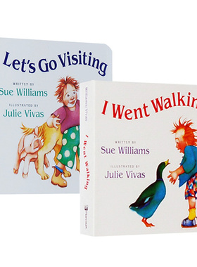 英文原版 I Went Walking/Let's Go Visiting 2册合售 撕不破纸板 吴敏兰绘本123 纸板书