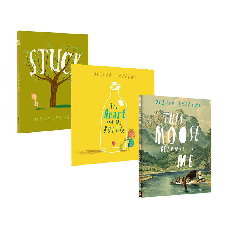 预售 英文原版绘本 Oliver Jeffers 奥利弗 杰弗斯 3册合售 Heart and the Bottle/Stuck  精装大开本儿童启蒙图画书