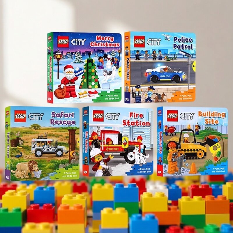 乐高机关操作纸板 Lego Fire Station/Space Mission/Building /Merry Christma/Police Patro 消防建筑工地警察 英文原版绘本