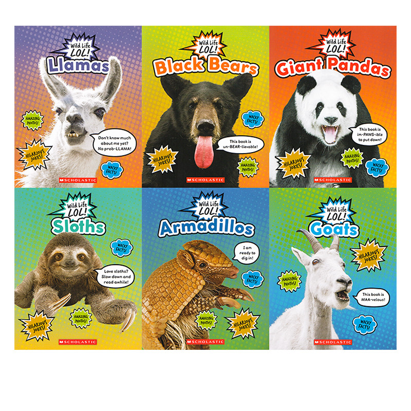 英文原版 Wild Life LOL系列 6册 野生动物 Armadillos/Goats/Sloths/Giant Pandas/Black Bears/Llamas 儿童科普知识绘本