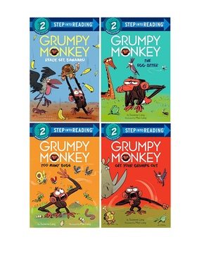 英文原版 Grumpy Monkey 暴躁猴系列 4册 Step Into Reading L2 美国兰登经典分级读物 Grumpy Monkey Get Your Grumps Out