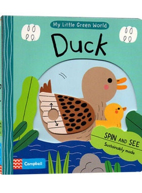 英文原版 Campbell出品 My Little Green World: Duck 我的绿色小世界 小鸭子 启蒙趣味科普 机关抽拉滑动活动纸板书