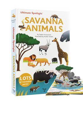 英文原版【Twirl】Ultimate Spotlight Savanna Animals 精装 动物知识 立体翻翻书 STEM启蒙绘本 儿童益智早教 儿童趣味科普