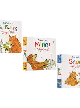 英文原版 Bear and Hare Where's Bear?/Snow!/Mine!/Go Fishing 熊和兔子的友谊纸板书3册 格林威奖作家 Emily Gravett