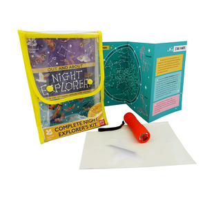 英文原版 National Trust Complete Night Explorer's Kit 儿童观星探险家迷你背包套装 LED手电筒+探险家科普指南 附夜光星星贴纸