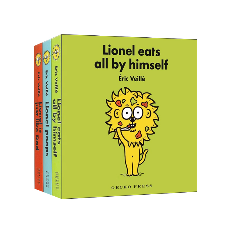 英文原版 Eric Veille 莱昂内尔纸板书3册 Lionel Eats All By Himself/Lionel Poops 宝宝行为习惯培养绘本