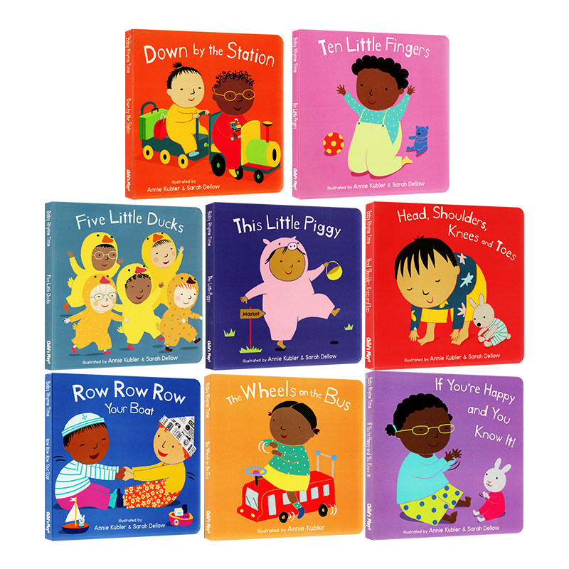 套装一 英文原版 Baby Rhyme Time 8册 纸板书合售  幼儿启蒙歌谣 热门歌谣 划船歌 巴士上的轮子 Child's Play