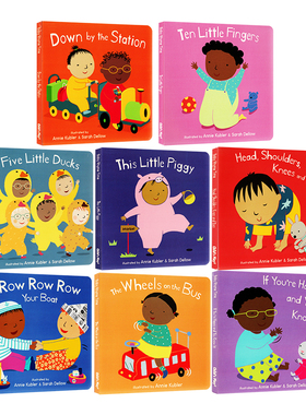 套装一 英文原版 Baby Rhyme Time 8册 纸板书合售  幼儿启蒙歌谣 热门歌谣 划船歌 巴士上的轮子 Child's Play