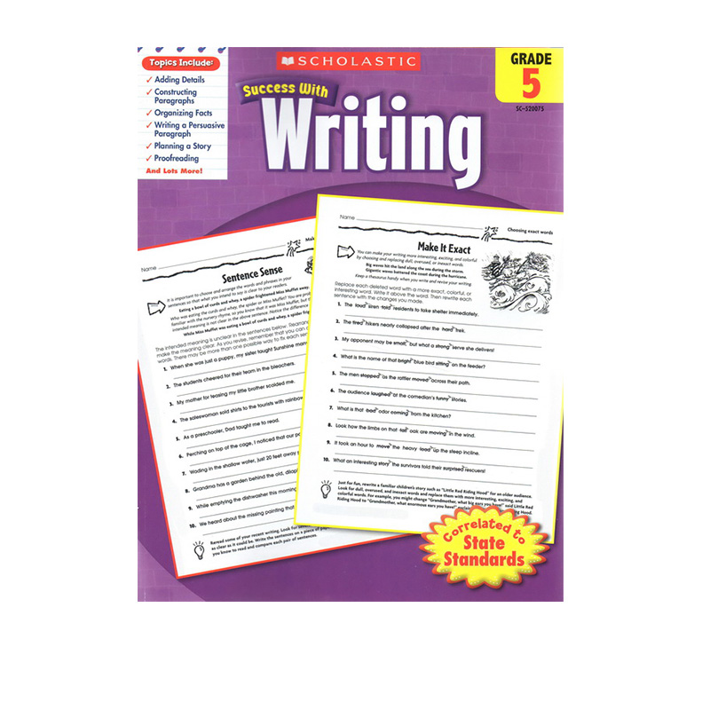 英文原版 Scholastic Success with Writing, Grade 5 学乐成功系列 五年级 写作训练 小写生家庭练习册