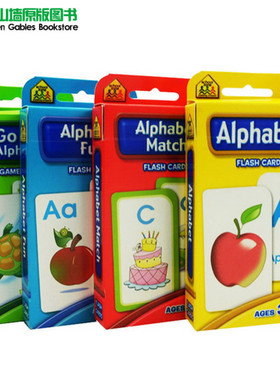 字母套装4盒 School Zone Flash Cards Alphabet Match/Fun 儿童早教英文启蒙字母卡片 字卡闪卡 英文原版 Go Fish Alphabet