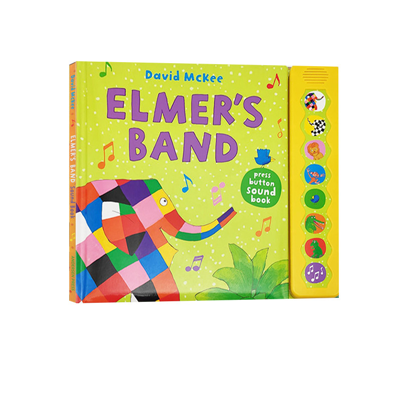 英文原版 Elmer's Band 花格子大象艾玛的乐队 发音书 儿童英语学习 动物启蒙认知 趣味图画故事书