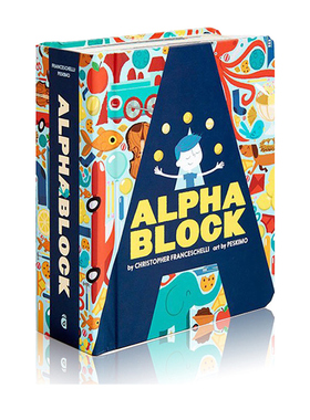 创意字母 Alphablock 从A到Z字母初阶认知 镂空设计造型纸板书 Cut-out Book 英文原版儿童趣味认知精装绘本 趣味益智游戏异型书