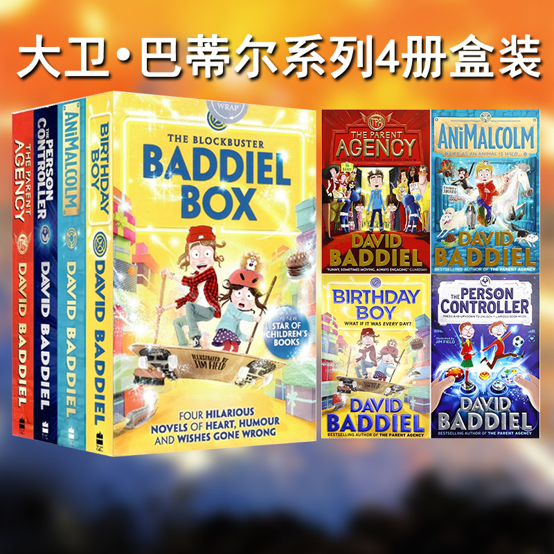 英文原版 The Blockbuster Baddiel Box 大卫巴蒂尔系列4册盒装 爆笑成长日记英语读物 儿童青少年章节课外阅读David Baddiel