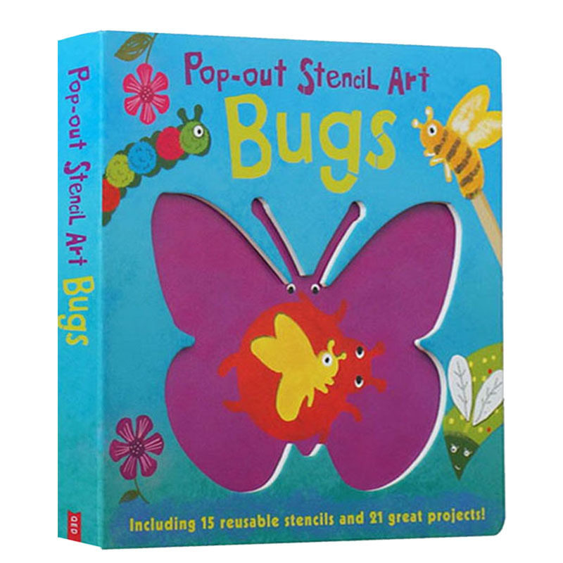 英文原版 pop out stencil art bugs 纸板立体模型书 模板艺术操作书