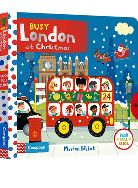Busy系列 英文原版 儿童启蒙 Busy London at Christmas 忙碌的伦敦圣诞节 机关操作纸板书 撕不烂亲子共读晚安绘本