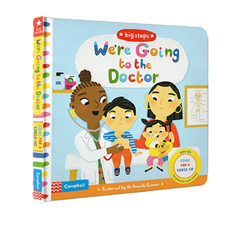 Big Steps系列 We're Going to the Doctor 英文原版 纸板翻翻操作书 大步向前走 看医生 幼儿情绪情商培养