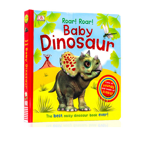 英文原版 DK Roar! Roar! Baby Dinosaur  大开本纸板书 翻翻书 发声书 DK出品 儿童英语启蒙早教绘本图画书