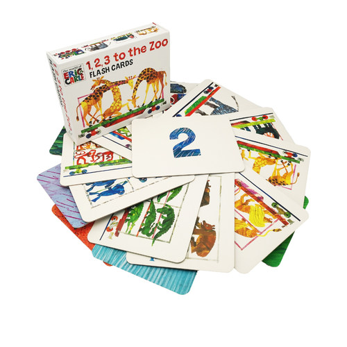 英文原版 1 2 3 to the Zoo Flash Cards 礼盒装硬卡片 从123到动物园 幼儿英文单词学习 儿童认知识物 Eric Carle