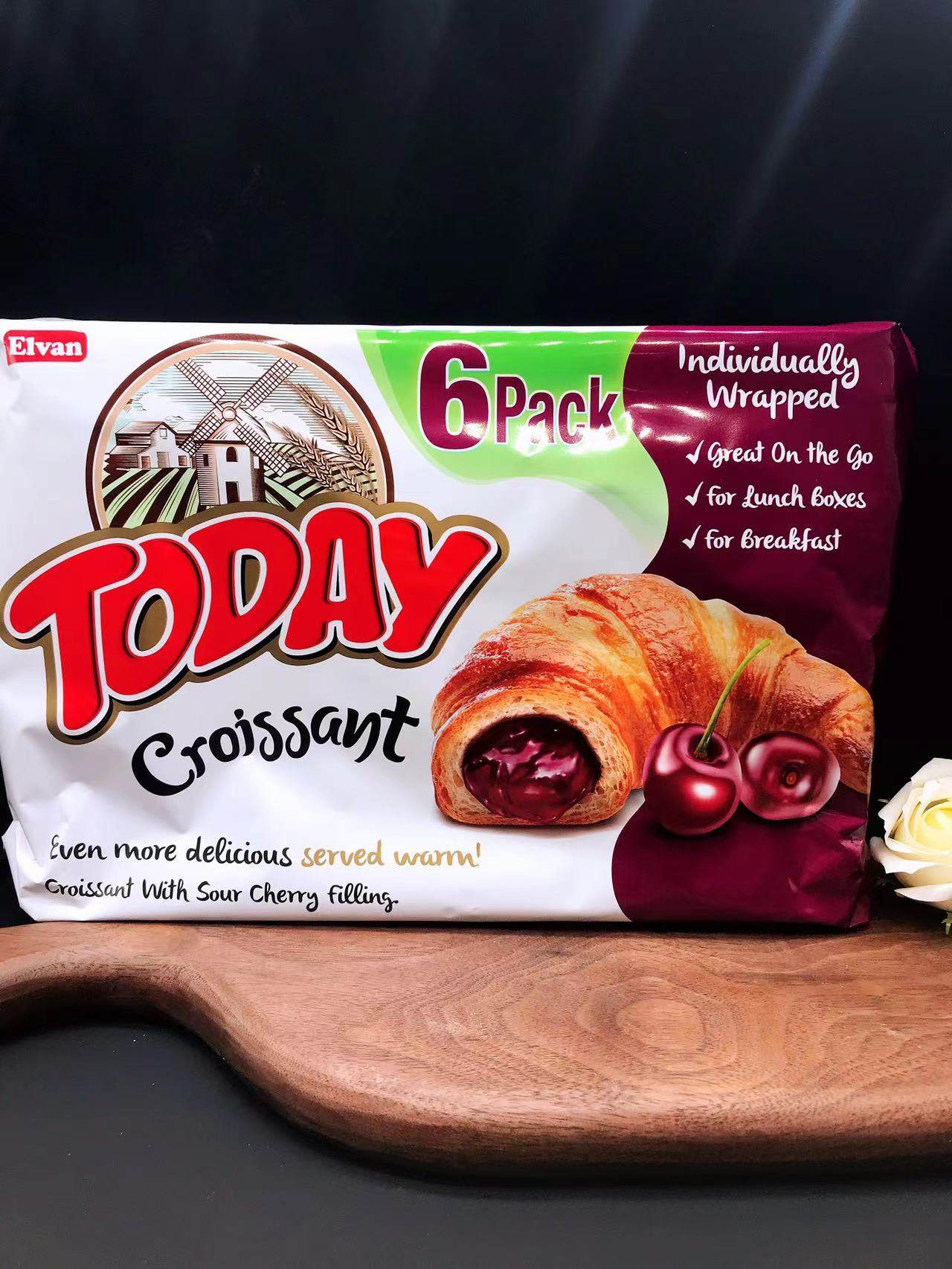 车厘子夹心牛角面包土耳其进口270克6pack包独立包装croissant包