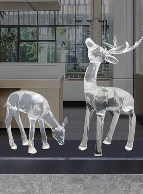 乔迁礼物玄关水晶鹿摆件现代简约