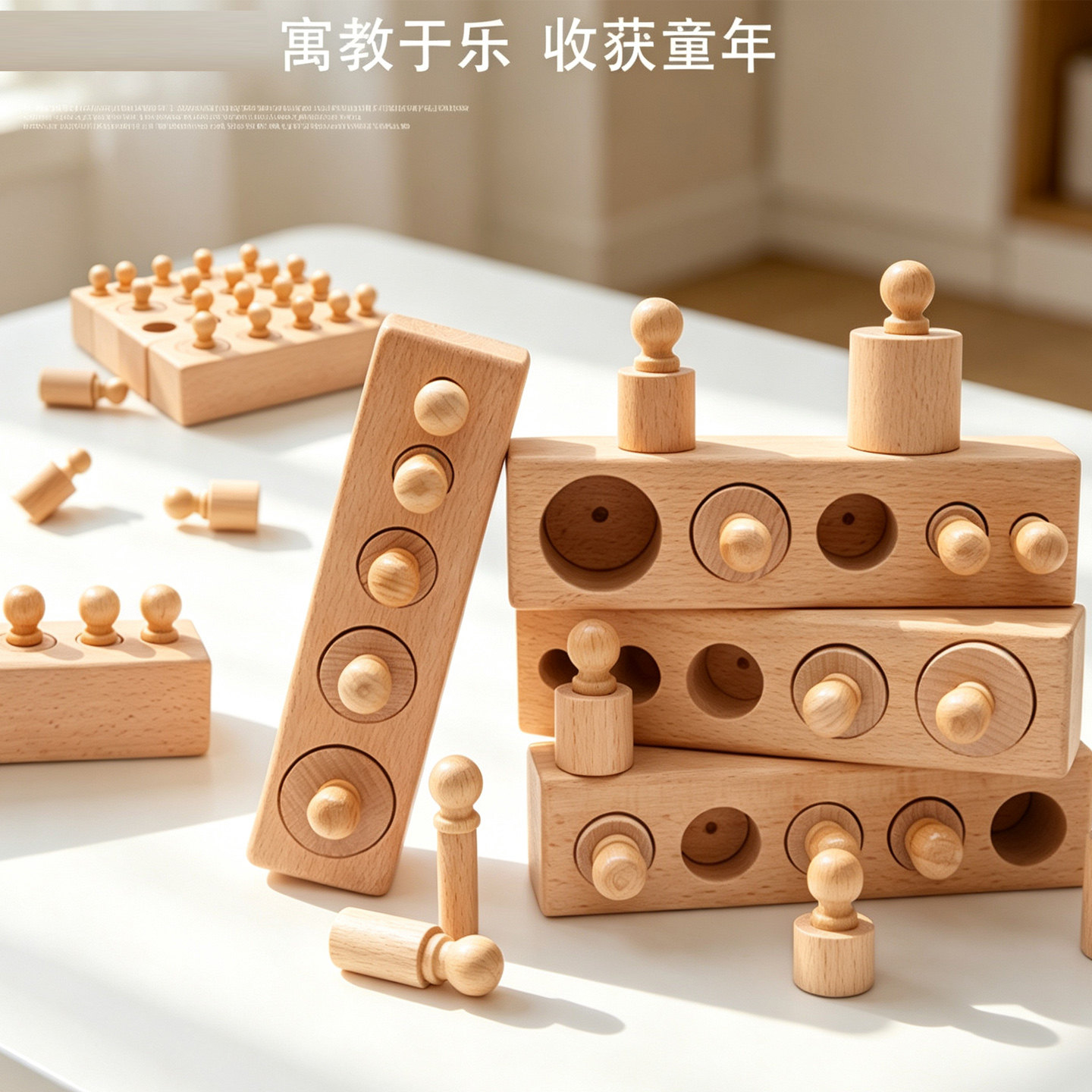蒙氏幼儿园早教插座圆柱体玩具