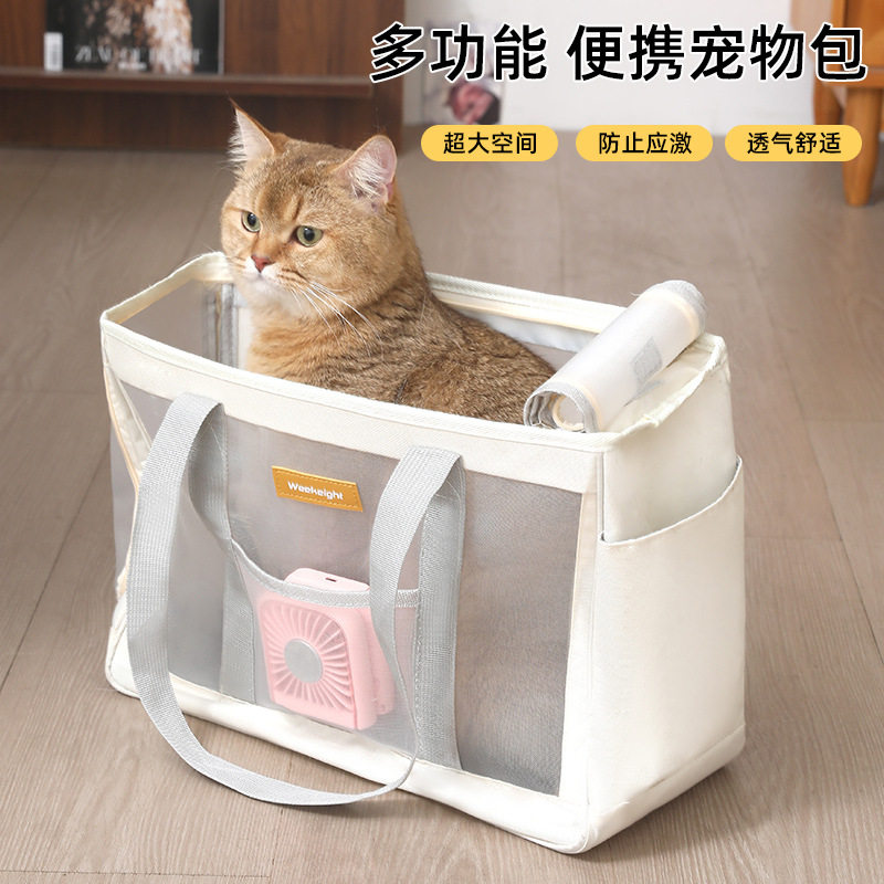 猫包外出便携单肩手提宠物包冬季大容量小型犬携带包猫狗背包网眼